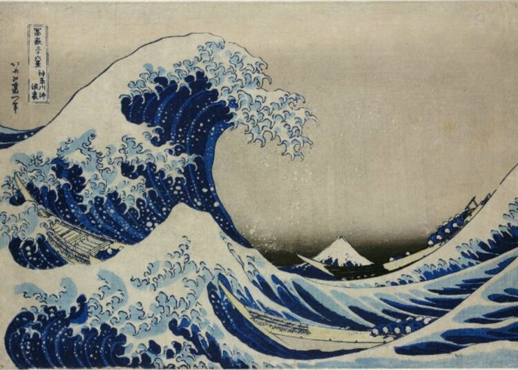 لوحة الأمواج العظيمة للفنان هوكوساي، رسمها فى الفترة ما بين 1829 إلى 1832